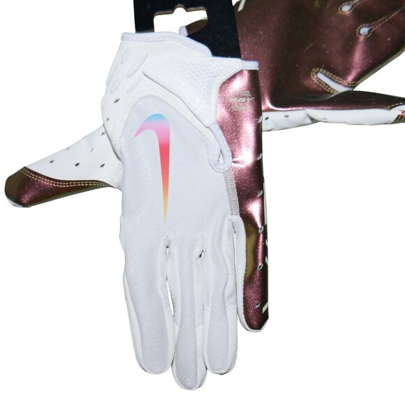 Nike Men' Sz M White/Iridescent Vapor Jet 7.0 Wide-Receiver Football Gloves - Picture 4 of 7